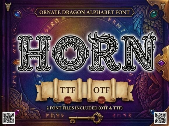 Horn: A Decorative Dragon Alphabet Font for High-Fantasy Typography