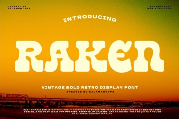 Raken: A Bold Vintage Slab Serif Font for Impactful Web Headlines